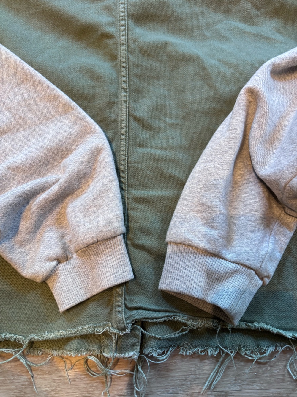 AllSaints Women’s M/L Morten Mixed Media Denim Army Jacket Khaki Green Gray - Picture 10 of 11